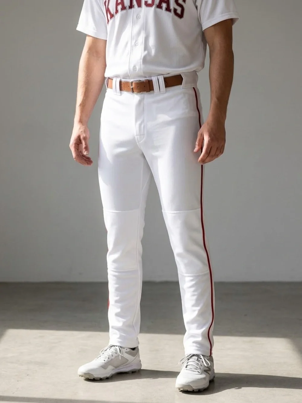 Easton White Baseball Pants with Red Stripes, YXL, Youth Extra Large
